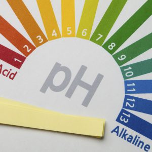 An image of a pH chart and testing strips to promote the Alkalize pH Booster Homeopathic Patches from Frequency Apps.